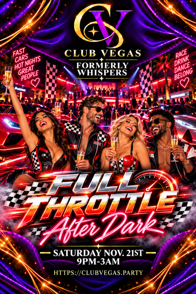 Full Throttle After Dark at Club Vegas, November 21, 2026, 9 PM–3 AM.